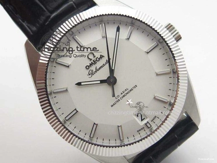 0721 Globemaster Master Chronometer SS V6F Best Edition White Dial On Black Leather Strap A FastDry 8269